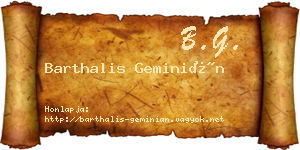 Barthalis Geminián névjegykártya